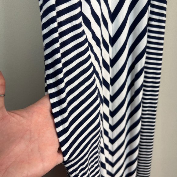 Soma Maxi Dress Women XS Navy Blue White Stripes Racerback Side Slits Sleeveless - Picture 3 of 9